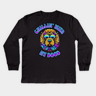 Chillin with My Dood - Cool Labradoodle Kids Long Sleeve T-Shirt